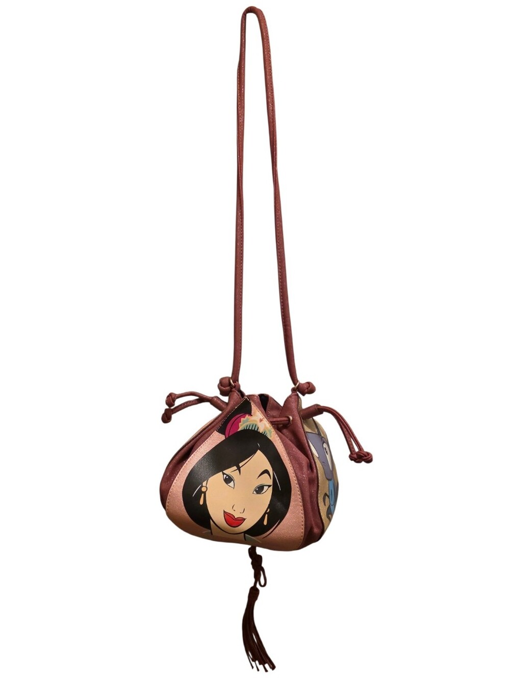 Danielle Nicole Disney Mulan 4-Sided Drawstring Crossbody Bag Purse Rare